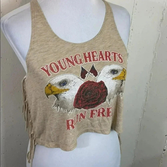 Forever 21 M Young Heart Run Free‎ racer Crop tank - Picture 2 of 6